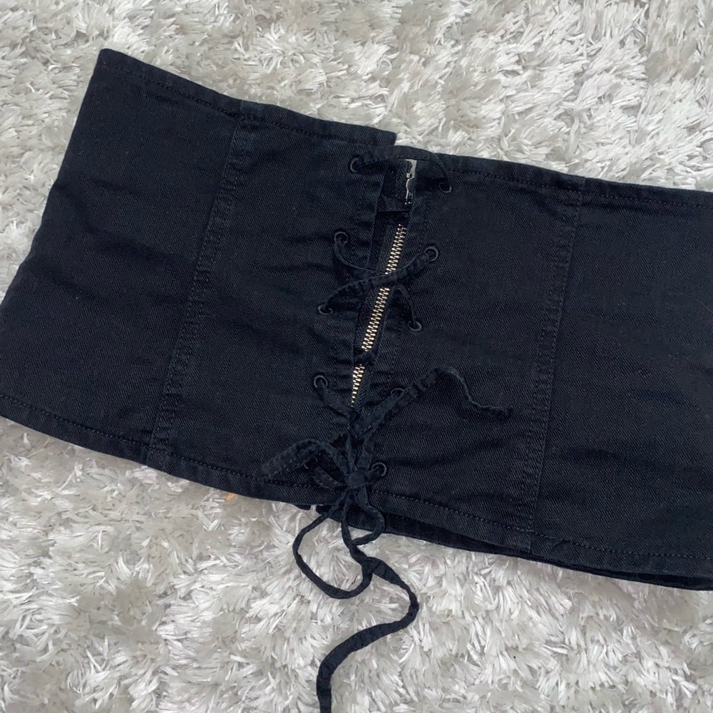 aritzia black denim corset